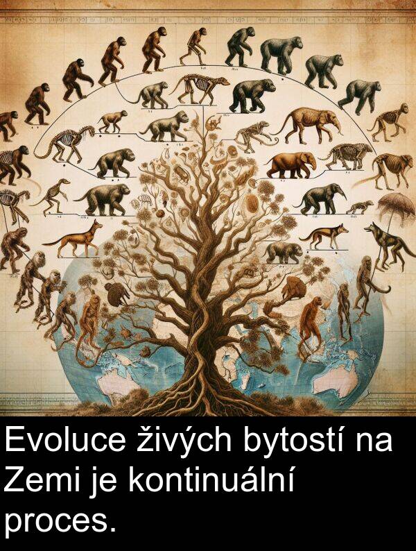 proces: Evoluce živých bytostí na Zemi je kontinuální proces.