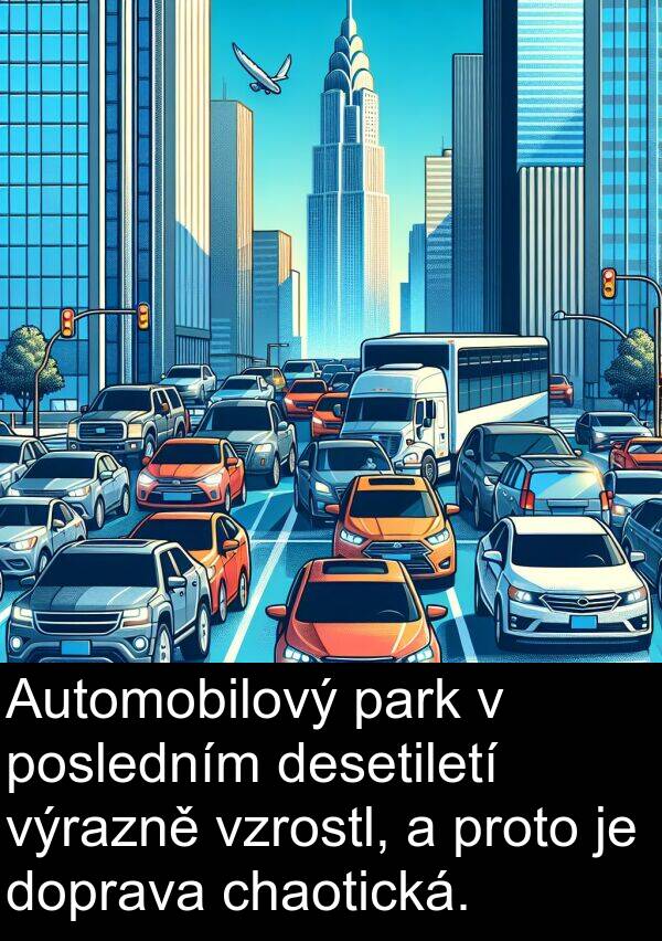 park: Automobilový park v posledním desetiletí výrazně vzrostl, a proto je doprava chaotická.