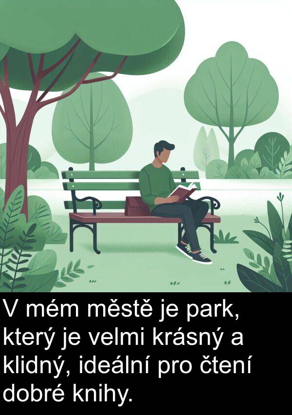 park: V mém městě je park, který je velmi krásný a klidný, ideální pro čtení dobré knihy.