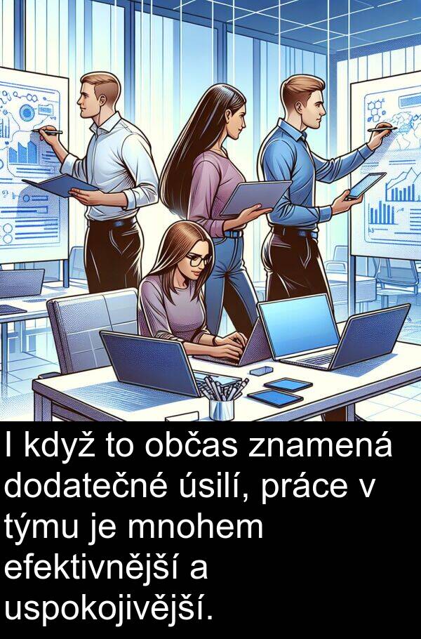 občas: I když to občas znamená dodatečné úsilí, práce v týmu je mnohem efektivnější a uspokojivější.