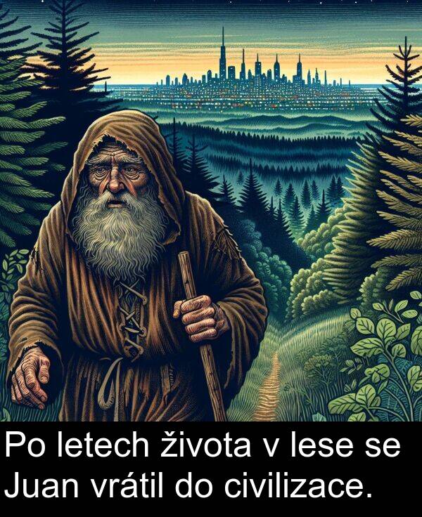 letech: Po letech života v lese se Juan vrátil do civilizace.