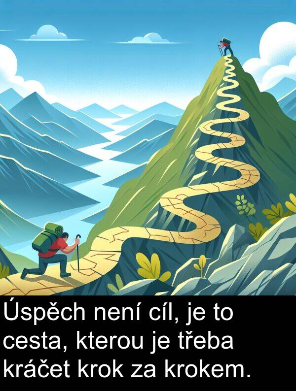 třeba: Úspěch není cíl, je to cesta, kterou je třeba kráčet krok za krokem.