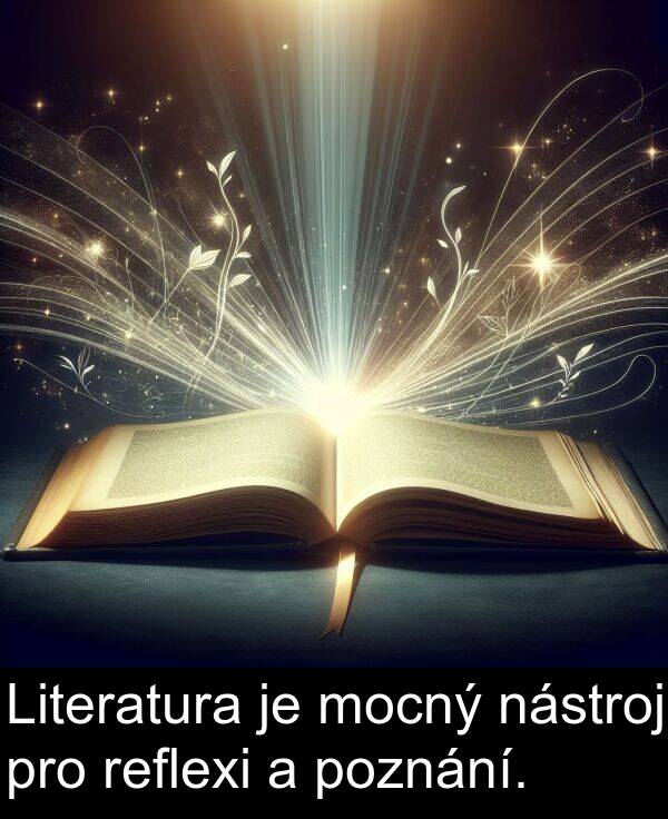 mocný: Literatura je mocný nástroj pro reflexi a poznání.