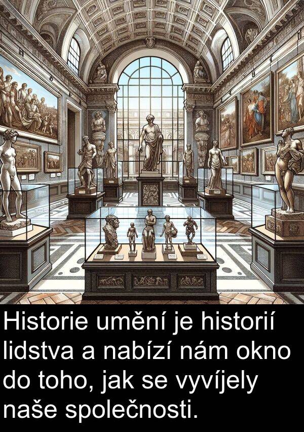 lidstva: Historie umění je historií lidstva a nabízí nám okno do toho, jak se vyvíjely naše společnosti.