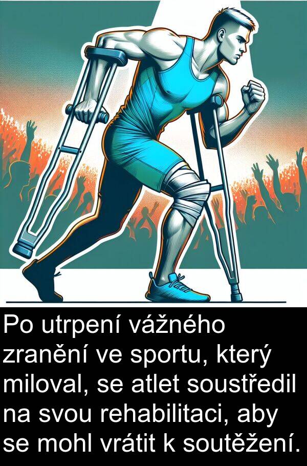 zranění: Po utrpení vážného zranění ve sportu, který miloval, se atlet soustředil na svou rehabilitaci, aby se mohl vrátit k soutěžení.