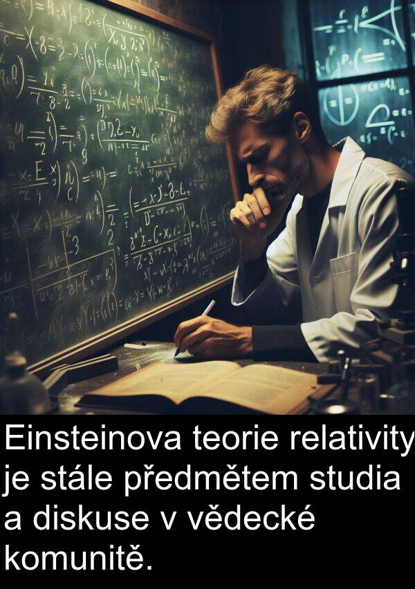 teorie: Einsteinova teorie relativity je stále předmětem studia a diskuse v vědecké komunitě.