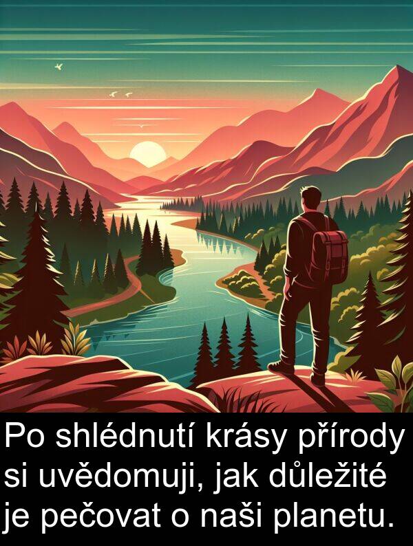 pečovat: Po shlédnutí krásy přírody si uvědomuji, jak důležité je pečovat o naši planetu.