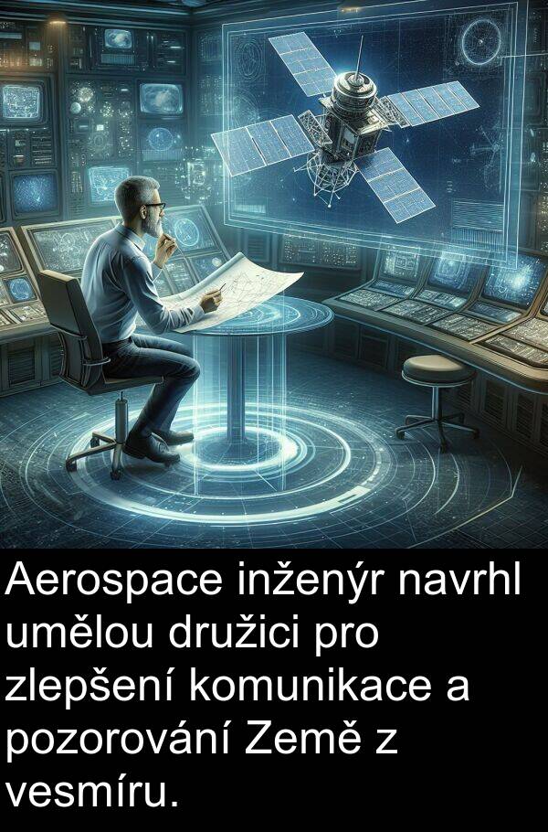 inženýr: Aerospace inženýr navrhl umělou družici pro zlepšení komunikace a pozorování Země z vesmíru.