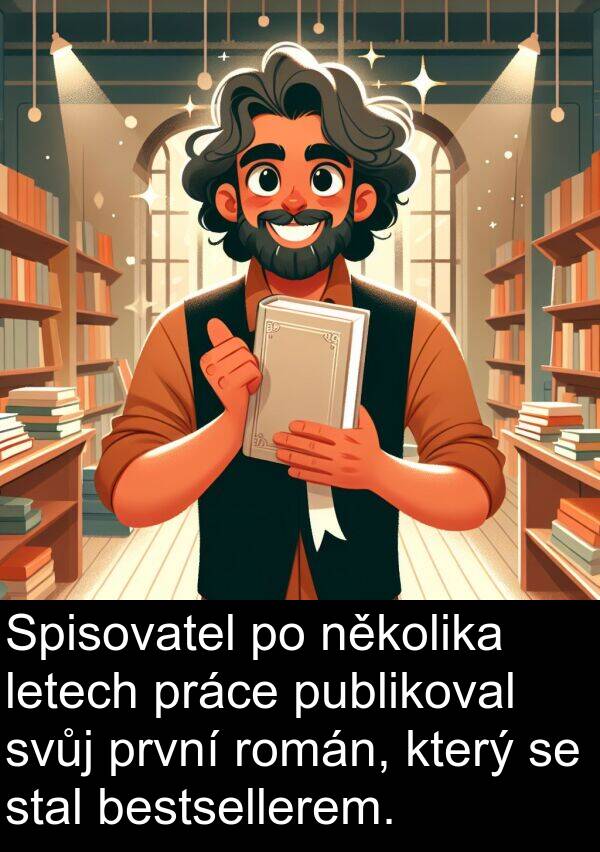 letech: Spisovatel po několika letech práce publikoval svůj první román, který se stal bestsellerem.