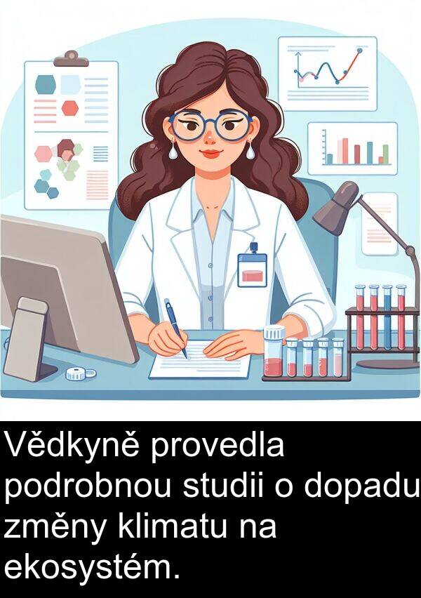 podrobnou: Vědkyně provedla podrobnou studii o dopadu změny klimatu na ekosystém.