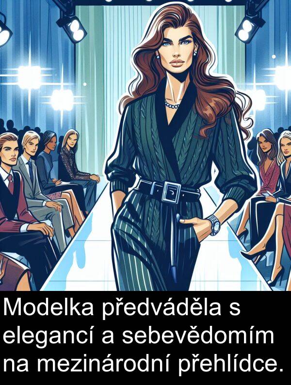 elegancí: Modelka předváděla s elegancí a sebevědomím na mezinárodní přehlídce.