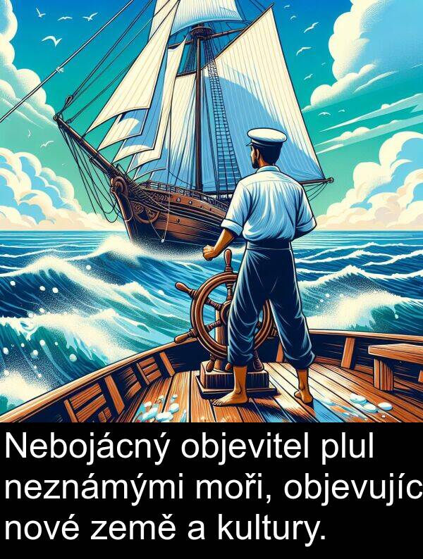 objevitel: Nebojácný objevitel plul neznámými moři, objevujíc nové země a kultury.