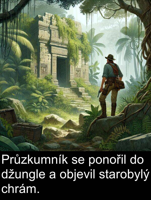 objevil: Průzkumník se ponořil do džungle a objevil starobylý chrám.