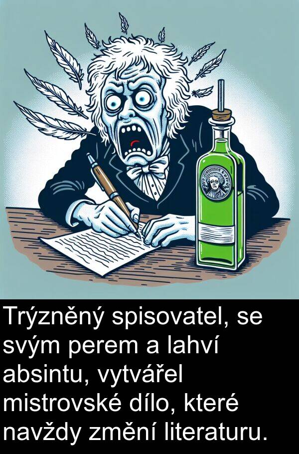 perem: Trýzněný spisovatel, se svým perem a lahví absintu, vytvářel mistrovské dílo, které navždy změní literaturu.