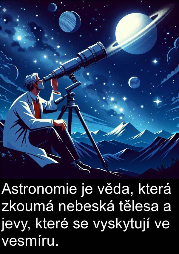 tělesa: Astronomie je věda, která zkoumá nebeská tělesa a jevy, které se vyskytují ve vesmíru.