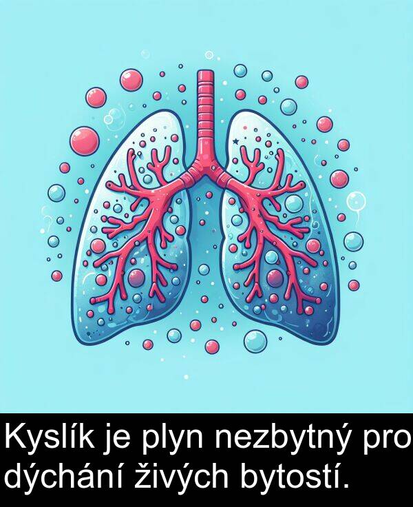 plyn: Kyslík je plyn nezbytný pro dýchání živých bytostí.