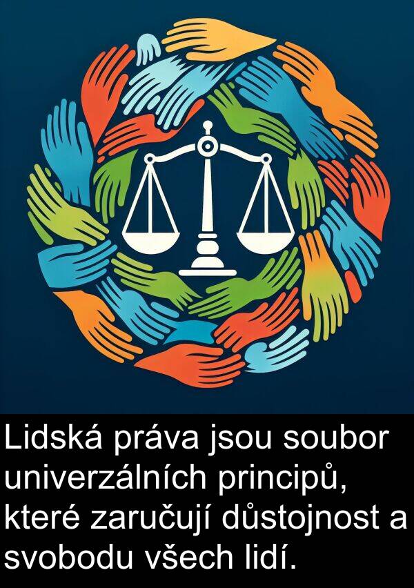 lidí: Lidská práva jsou soubor univerzálních principů, které zaručují důstojnost a svobodu všech lidí.