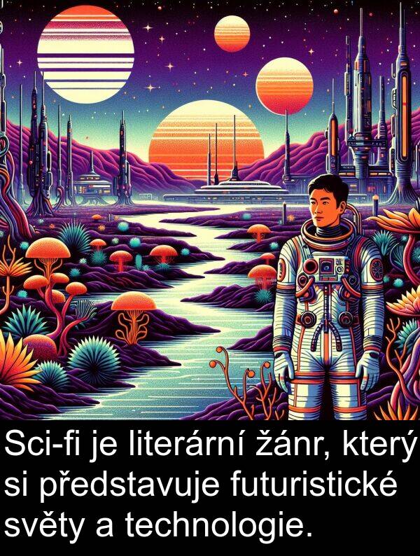 futuristické: Sci-fi je literární žánr, který si představuje futuristické světy a technologie.