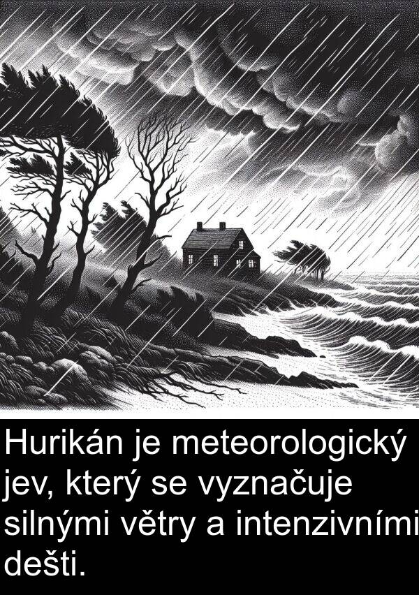 jev: Hurikán je meteorologický jev, který se vyznačuje silnými větry a intenzivními dešti.