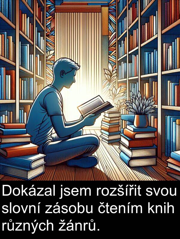 čtením: Dokázal jsem rozšířit svou slovní zásobu čtením knih různých žánrů.