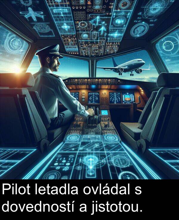 letadla: Pilot letadla ovládal s dovedností a jistotou.