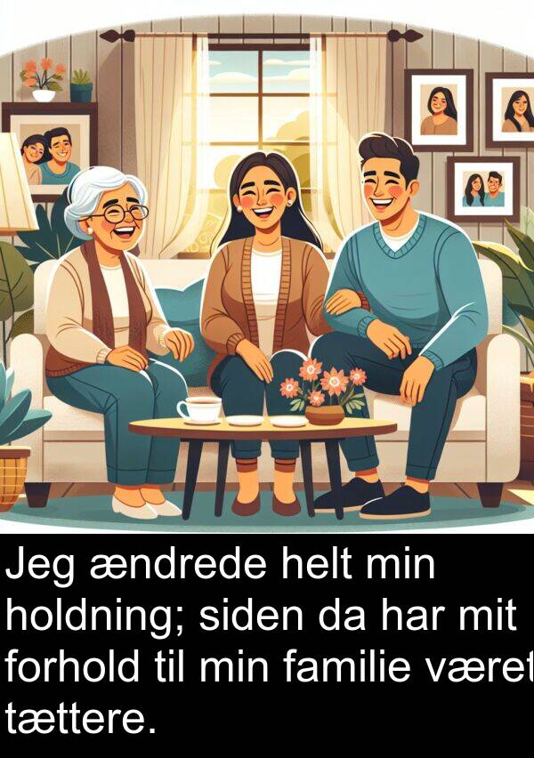 ændrede: Jeg ændrede helt min holdning; siden da har mit forhold til min familie været tættere.