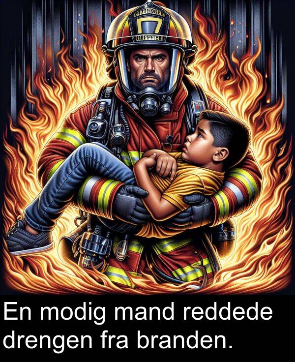 mand: En modig mand reddede drengen fra branden.