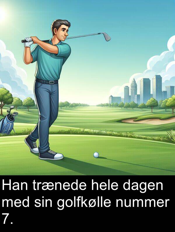 hele: Han trænede hele dagen med sin golfkølle nummer 7.