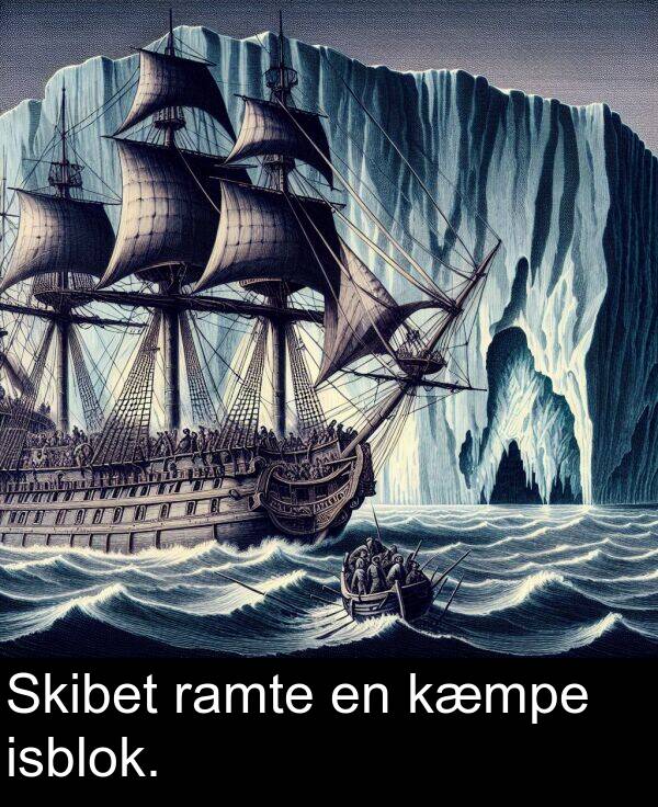 ramte: Skibet ramte en kæmpe isblok.