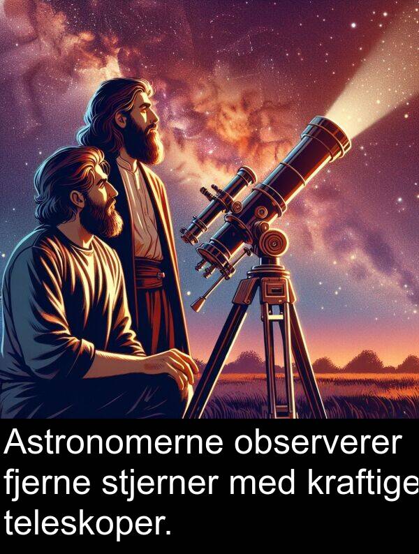 observerer: Astronomerne observerer fjerne stjerner med kraftige teleskoper.