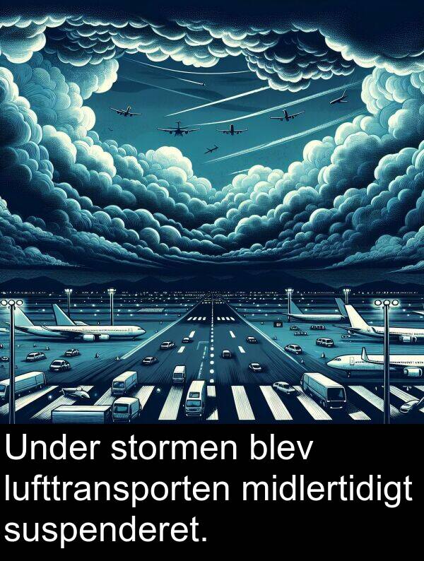 midlertidigt: Under stormen blev lufttransporten midlertidigt suspenderet.