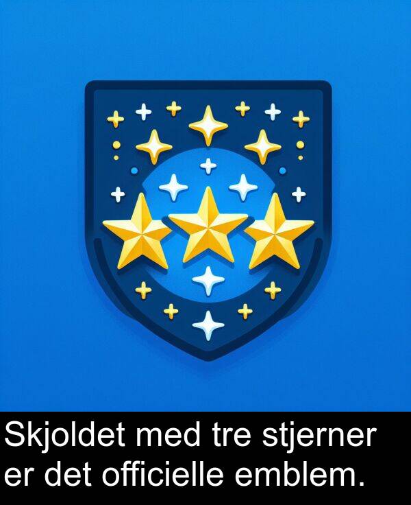 emblem: Skjoldet med tre stjerner er det officielle emblem.