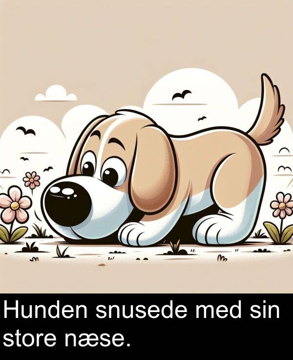 med: Hunden snusede med sin store næse.