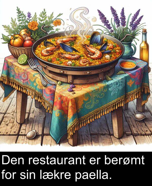 sin: Den restaurant er berømt for sin lækre paella.