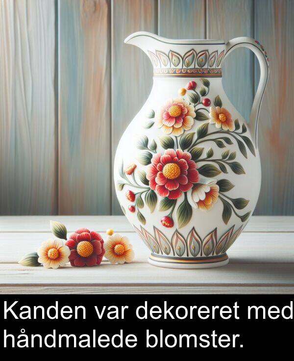 blomster: Kanden var dekoreret med håndmalede blomster.