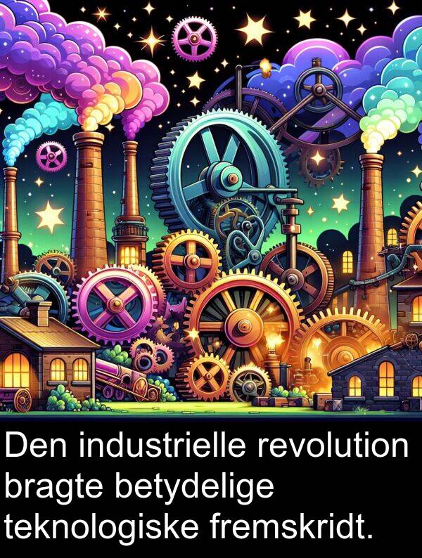 fremskridt: Den industrielle revolution bragte betydelige teknologiske fremskridt.