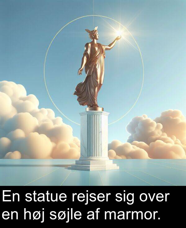 marmor: En statue rejser sig over en høj søjle af marmor.