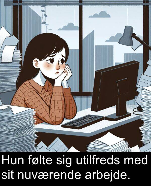 nuværende: Hun følte sig utilfreds med sit nuværende arbejde.