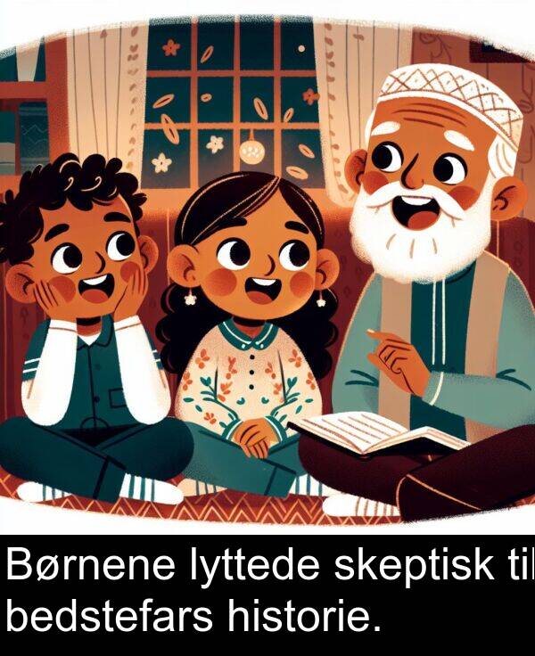 historie: Børnene lyttede skeptisk til bedstefars historie.