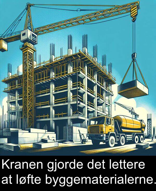 gjorde: Kranen gjorde det lettere at løfte byggematerialerne.