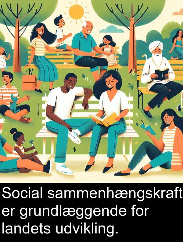 sammenhængskraft: Social sammenhængskraft er grundlæggende for landets udvikling.