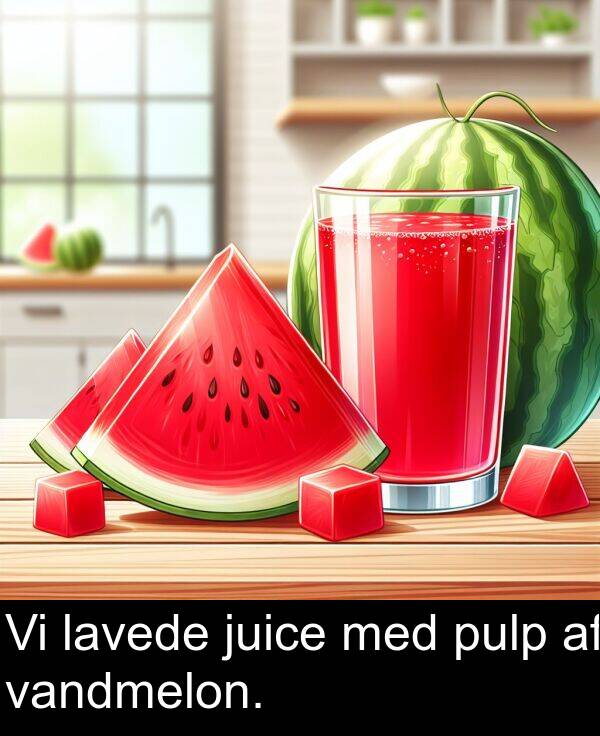 med: Vi lavede juice med pulp af vandmelon.