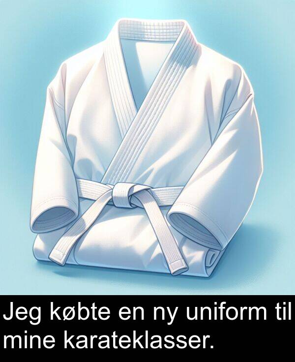 købte: Jeg købte en ny uniform til mine karateklasser.