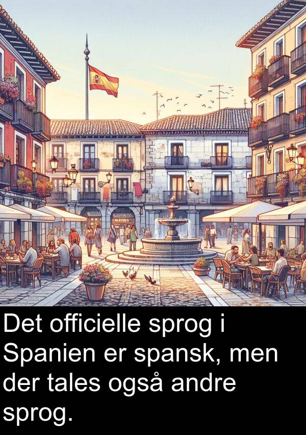 officielle: Det officielle sprog i Spanien er spansk, men der tales også andre sprog.