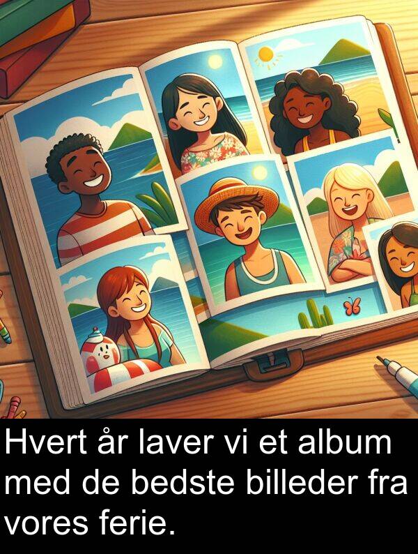 ferie: Hvert år laver vi et album med de bedste billeder fra vores ferie.