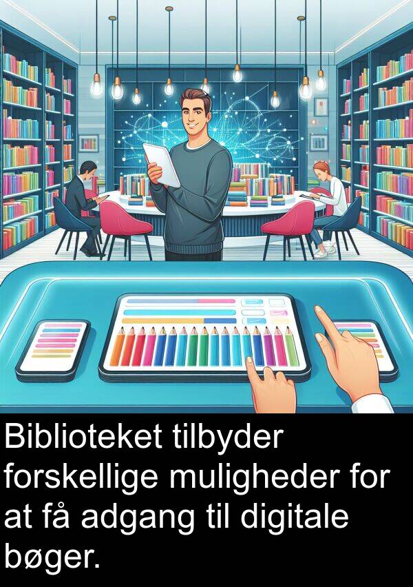 adgang: Biblioteket tilbyder forskellige muligheder for at få adgang til digitale bøger.