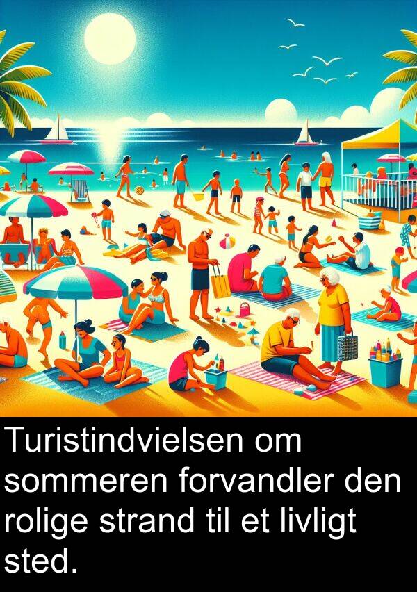 forvandler: Turistindvielsen om sommeren forvandler den rolige strand til et livligt sted.