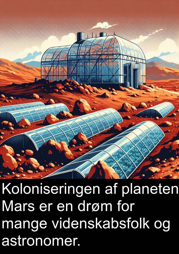 videnskabsfolk: Koloniseringen af planeten Mars er en drøm for mange videnskabsfolk og astronomer.