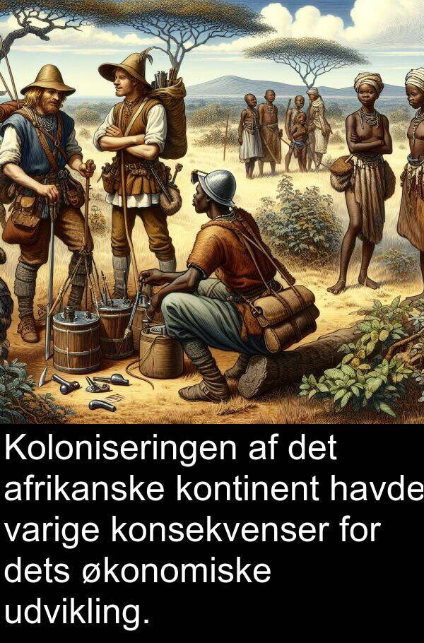 varige: Koloniseringen af det afrikanske kontinent havde varige konsekvenser for dets økonomiske udvikling.