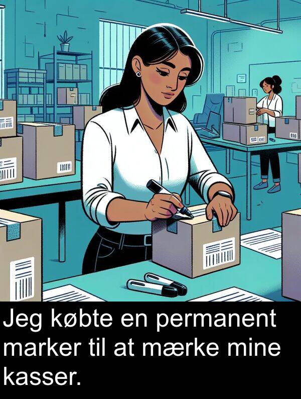 marker: Jeg købte en permanent marker til at mærke mine kasser.